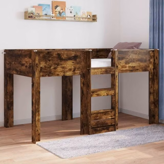 Berkfield Home Modern Bunk Bed for Kids in Smoked Oak Brown, W/D/H: 90 x 200 cm – 1