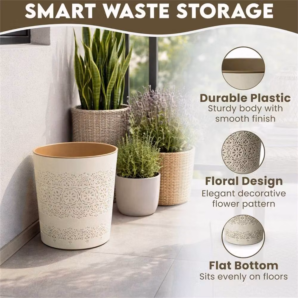 PAWNORA 9L Plastic Waste and Paper Bin in Beige – 3