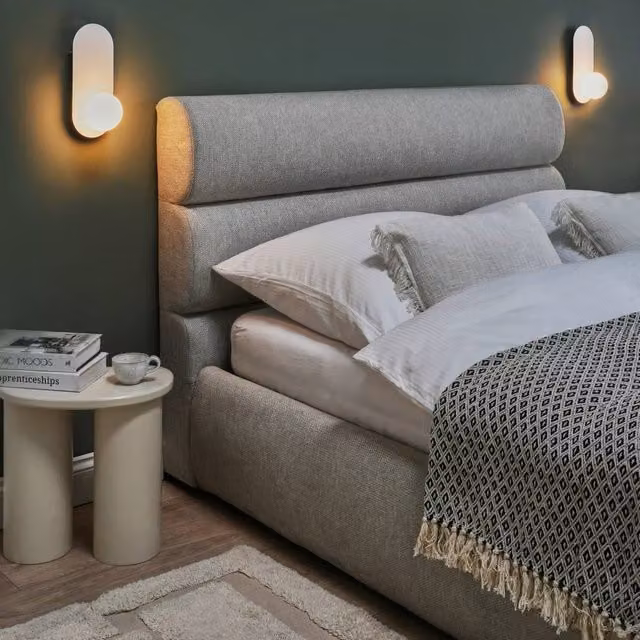 Wyld and Coco Set of 2 White Metal Vintage Style Wall Lamps with Opaque Glass