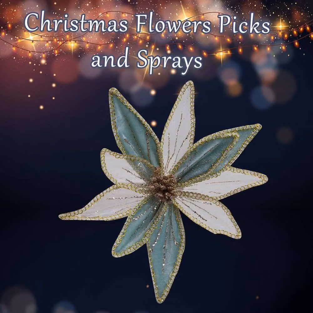 VFM e-Store Green Poinsettia Floral Christmas Clip Decoration – 2