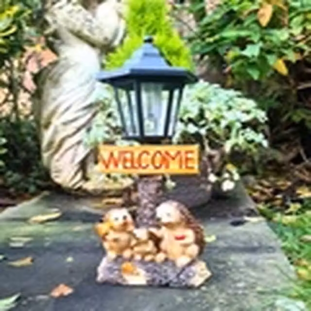EONLION Solar Powered Hedgehog Garden Ornament Welcome Lamp, Multicolour, H: 34.0 cm, W: 15.0 cm, D: 11.0 cm