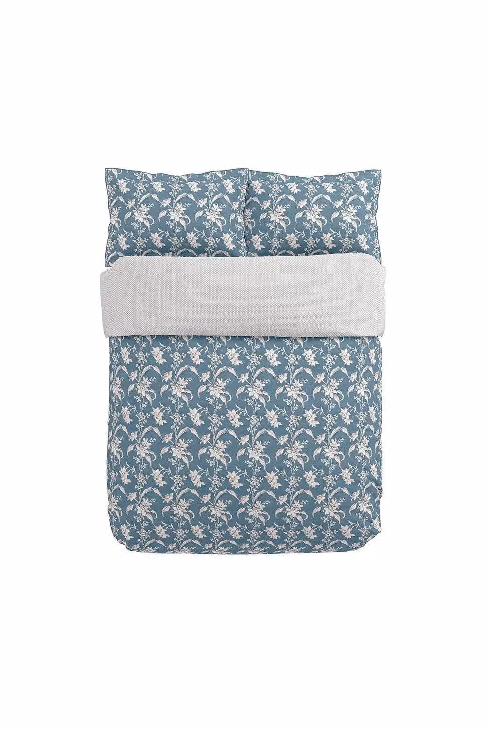 V&A Daffodil Dreams Blue Floral Cotton Percale Duvet Cover and Pillowcase Set, W: 140 cm, H: 200 cm – 2