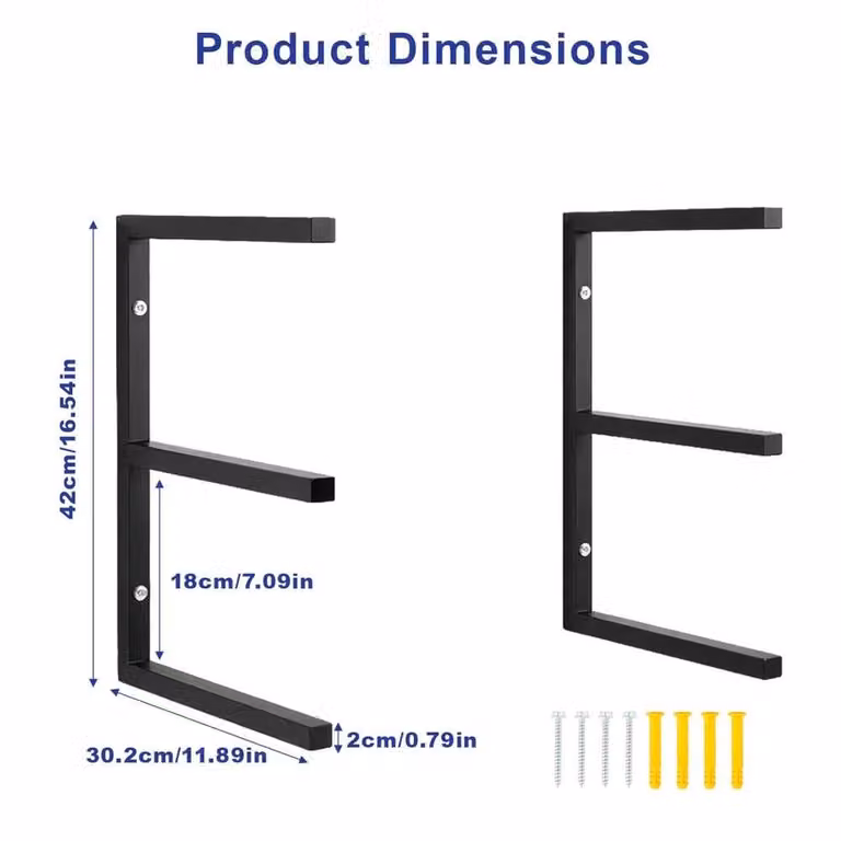 SPETLEK 3-Level Black Wall Mounted Rack, 2-Piece Set, W: 1000 cm, D: 52 cm, H: 42 cm