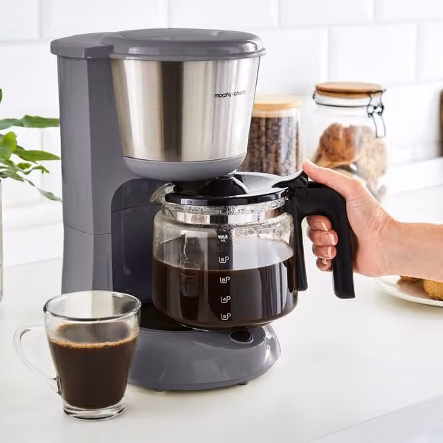 Morphy Richards Equip Filter Coffee Machine with Glass Jug, Grey, 1.2 l