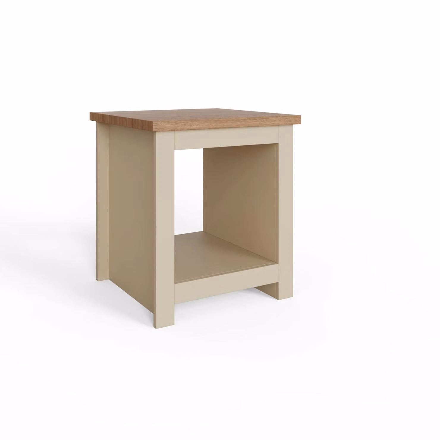 GFW Lancaster Side Table with Shelf in Cream and Oak – 3