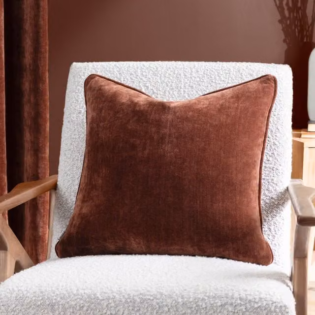 Yard Heavy Chenille Woven Piped Square Cushion in Orange, W/D/H: 50 x 50 x 50 cm