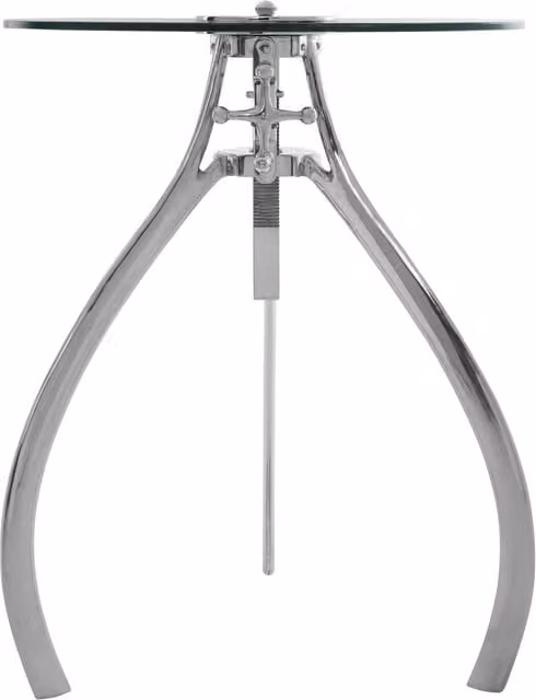 Orsina Height Adjustable Round Glass Decorative Table with Silver Metal Legs