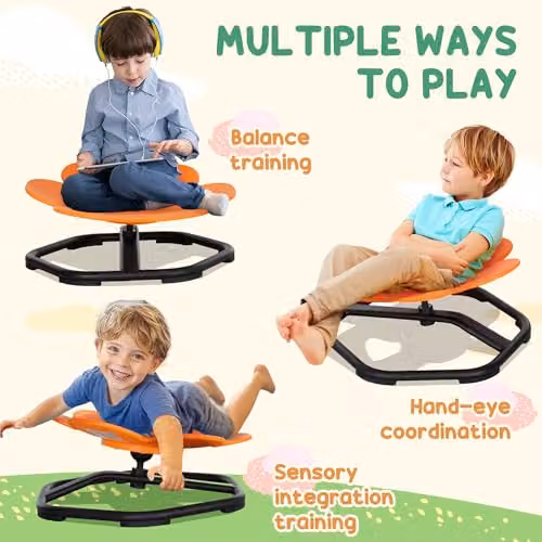 AIYAPLAY Sensory Spinning Swivel Chair for Kids and Toddlers, Orange – 5