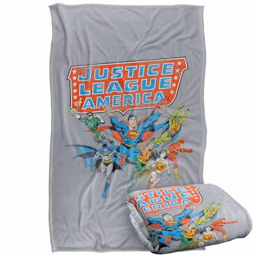 LOGOVISION Justice League Of America Line Up Super Soft Fleece Throw Blanket, Multicolour, W/D/H: 91 x 147 cm – 1