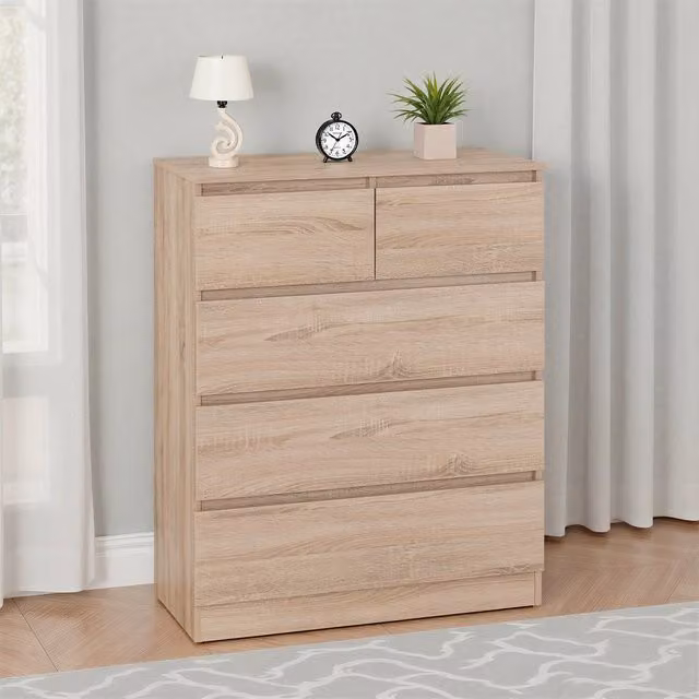 Seconique Malvern 3 plus 2 Drawer Chest in Sonoma Oak