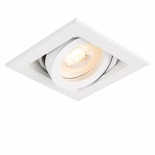 Netlighting Xeno Square LED Recessed Downlight, Matt White, IP20, Dimmable and Adjustable, GU10