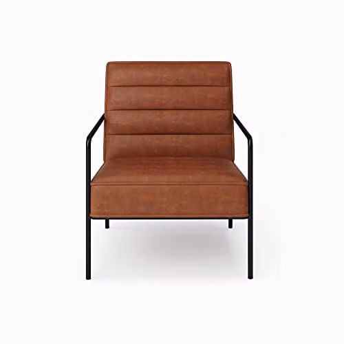 Alphason Modern Accent Chair in Brown Synthetic Leather with Armrests, W/D/H: 64 x 80 x 82 cm – 2