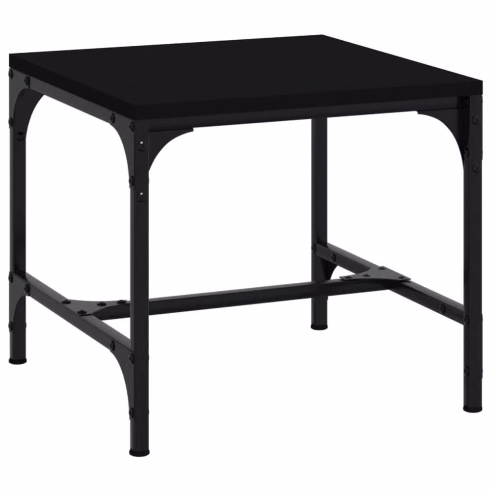 Berkfield Home Set of 2 Black Square Side Tables in Engineered Wood, W/D/H: 40 x 40 x 35 cm – 3