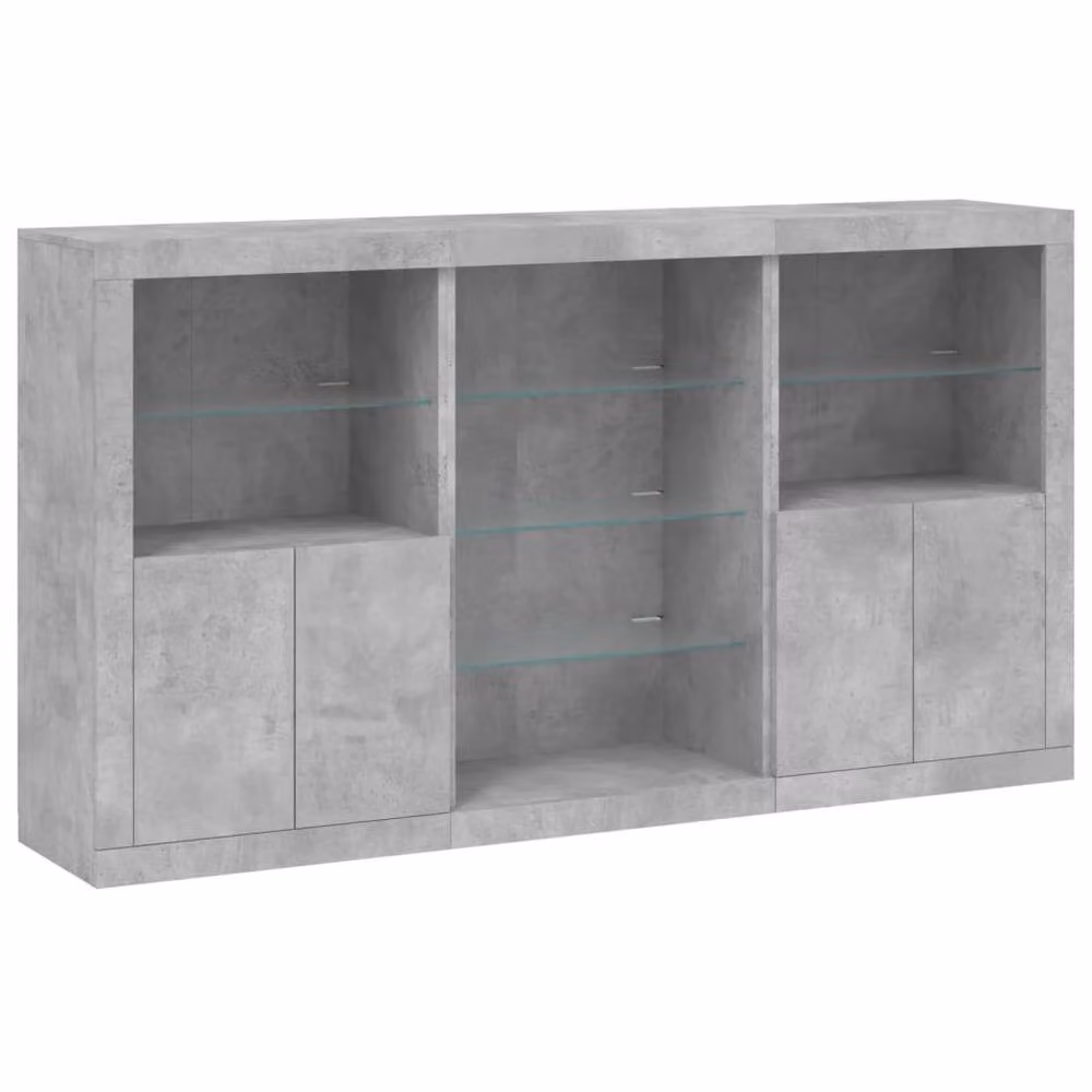 Berkfield Home Modern Sideboard with Integrated LED Lights in Concrete Grey, W: 181.5 cm, D: 37 cm, H: 100 cm – 2