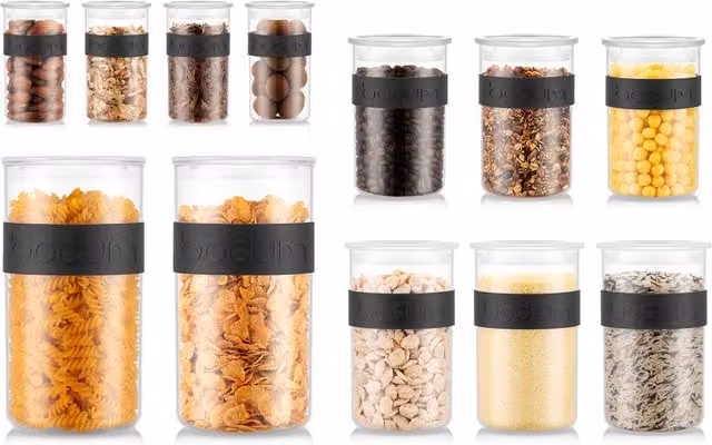 Bodum PRESSO Set of 12 Black Plastic Storage Containers with Snap Lids