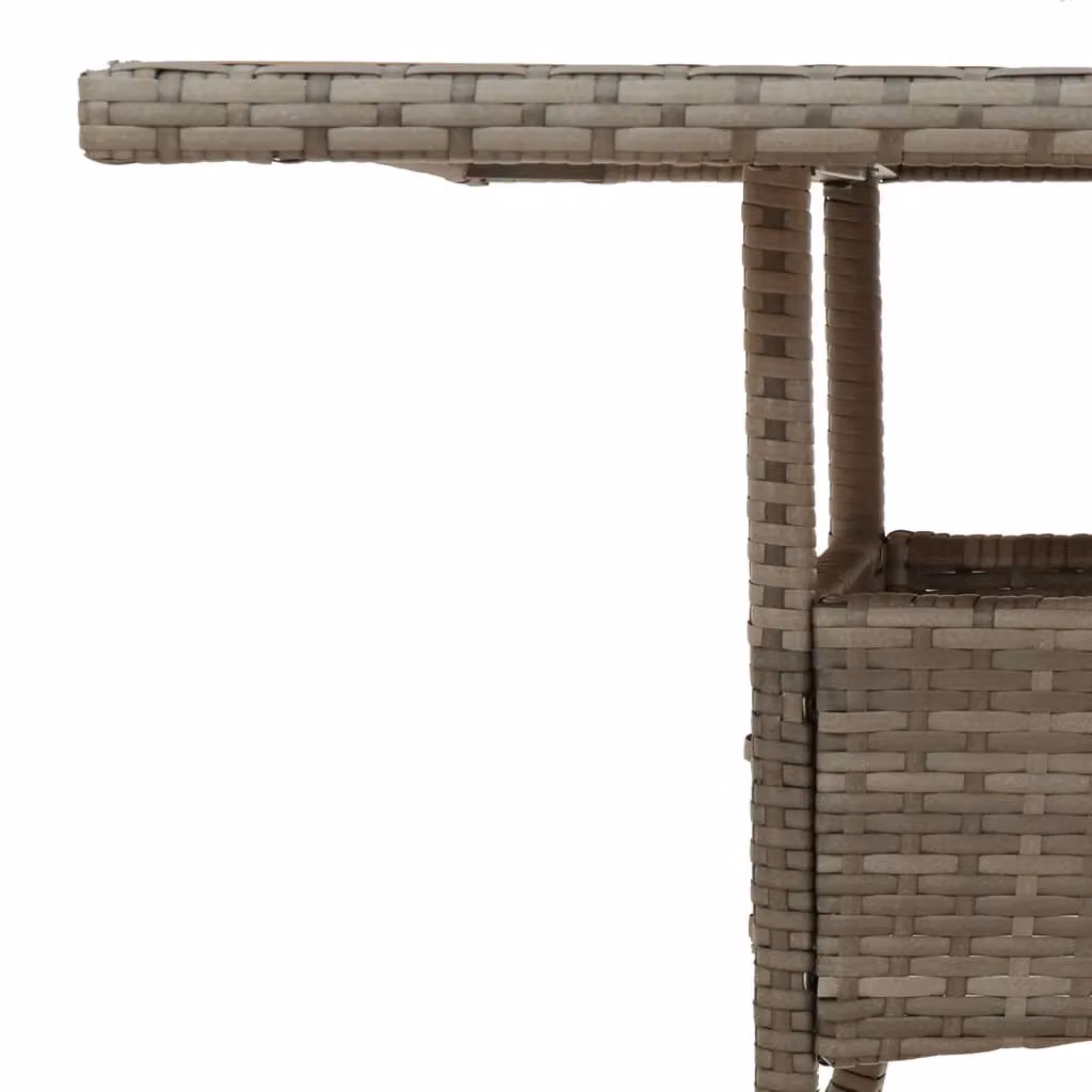 Berkfield Home Grey Poly Rattan Garden Table with Acacia Wood Top, W/D/H: 80 x 80 x 75 cm – 5