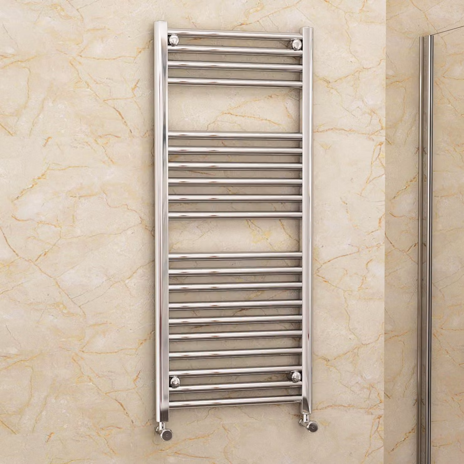 Royal Bathrooms Arno Heated Towel Rail Straight Ladder, Chrome, W: 40 cm, H: 120 cm