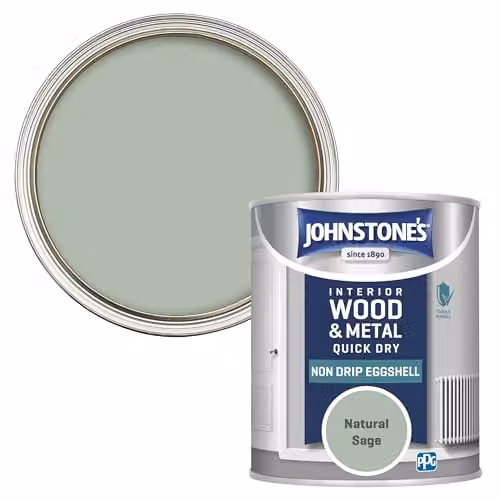 Johnstone's Quick Dry Eggshell Wood and Metal Paint, Natural Sage Green, 0.75 l – 2