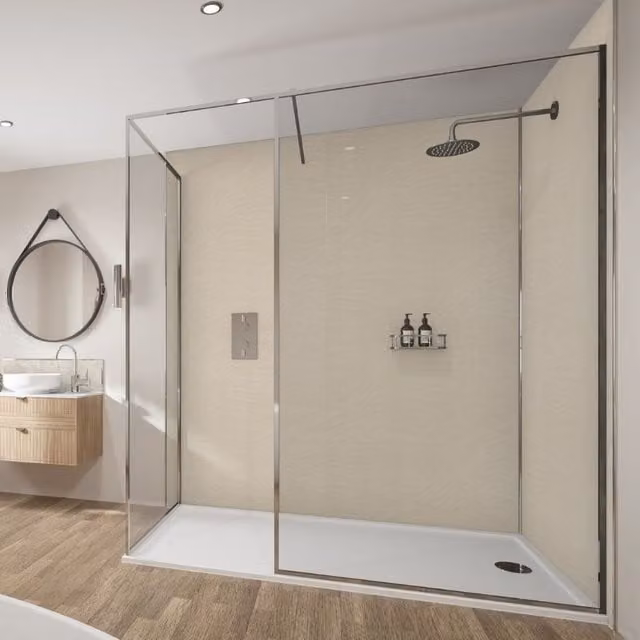 Wetwall Moonlit Sand Laminate Wall Panel Tongue and Groove, W: 88.0 cm, H: 242.0 cm, D: 1.1 cm
