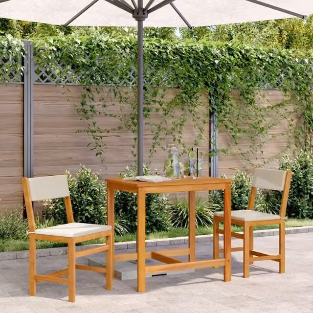 Berkfield Home 3 Piece Rustic Acacia Wood Balcony Set with Cushions in Brown – 1