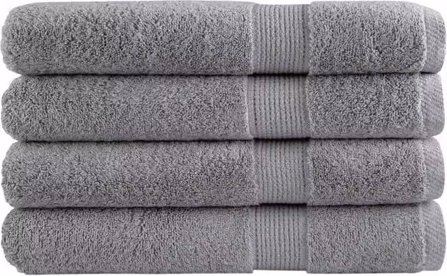 Berkfield Home SOLUND Premium Cotton Terry Towels, 4-Piece Grey Set, 600gsm, W: 100 cm, L: 200 cm – 1