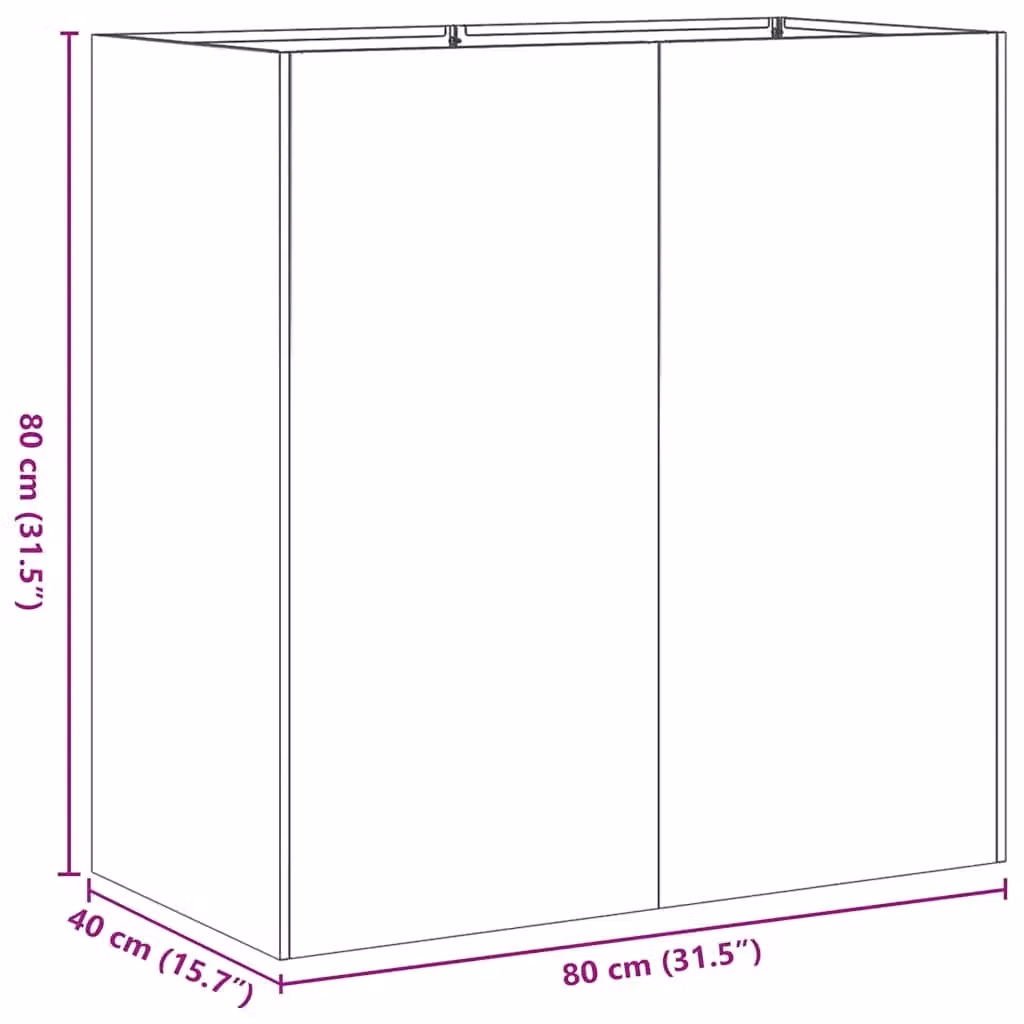 Berkfield Home Anthracite Steel Planter Tub, W/D/H: 80 x 40 x 80 cm – 3