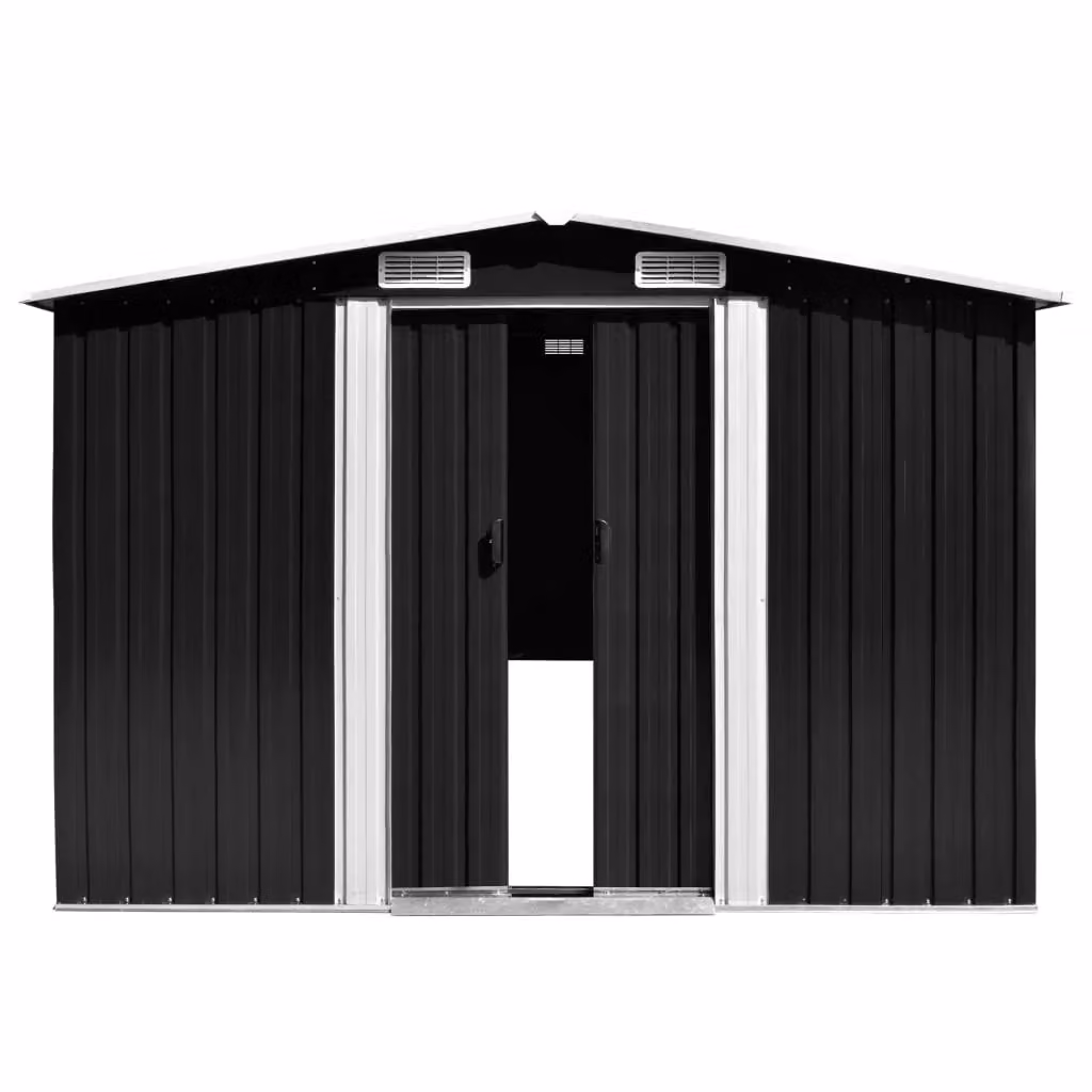 Berkfield Home Metal Garden Shed in Anthracite Black, W: 257 cm, D: 298 cm, H: 178 cm – 2
