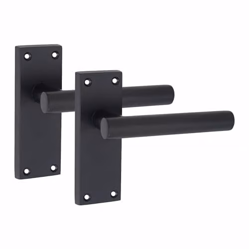 Golden Grace Victorian Straight Door Handles with Latch, 6 Pair, Matt Black Zinc – 2