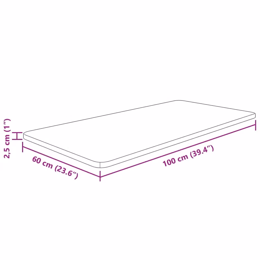 Berkfield Home Bathroom Countertop in Light Brown Treated Solid Wood, W: 100 cm, D: 60 cm, H: 2.5 cm – 2