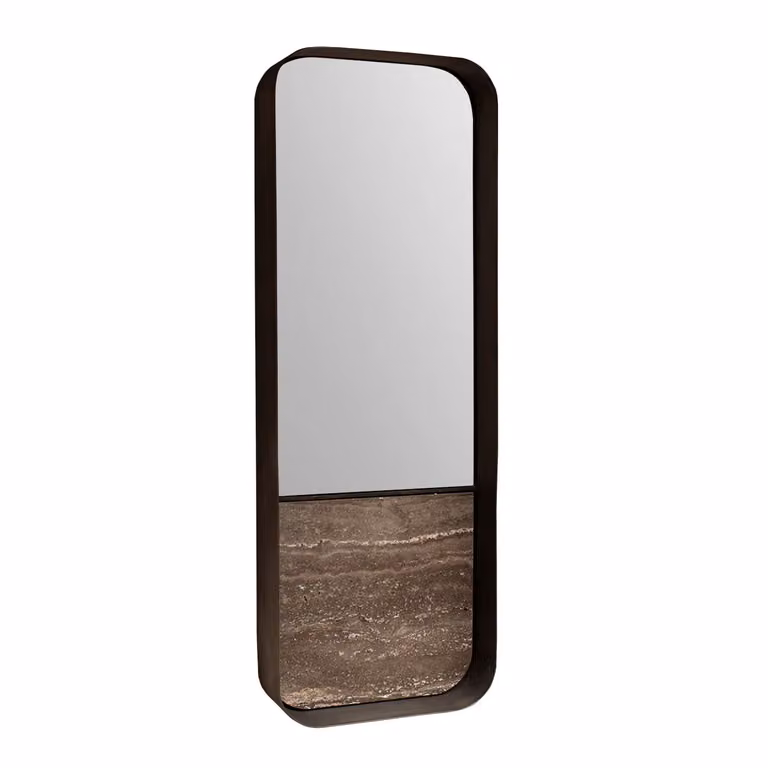 Dome Deco Abstract Multicolour and Brown Rectangular Stone Wall Mirror