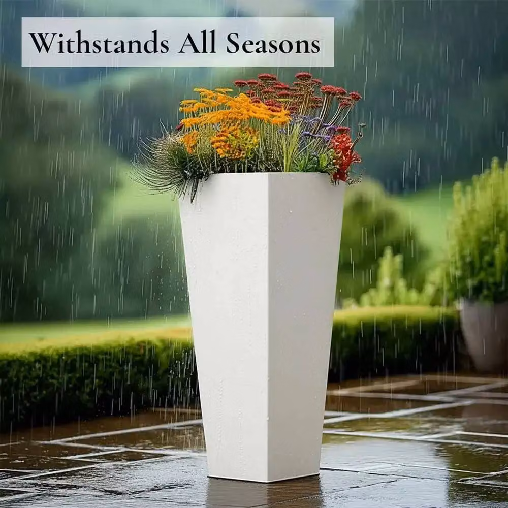 Access Garden Products Matte White Galvanised Steel Tall Tapered Square Planter, Height: 90 cm – 8