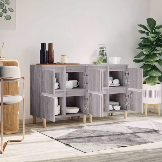 Berkfield Home Set of 2 Grey Sonoma Sideboards in Engineered Wood, W/D/H: 60 x 35 x 70 cm – 1