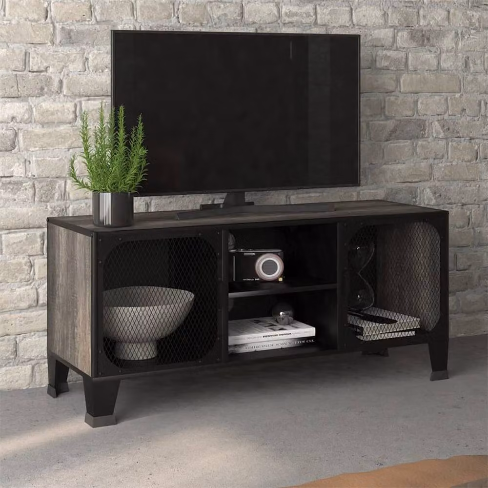 Berkfield Home Industrial Grey TV Cabinet in Metal and MDF, W/D/H: 105 x 36 x 47 cm – 2