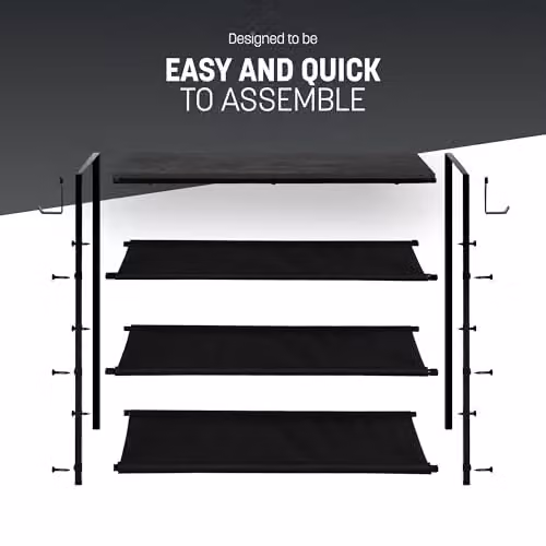 Keplin 4-Tier Rustic Wood and Metal Shoe Rack in Black and Brown, W/D/H: 75 x 30 x 71 cm – 5