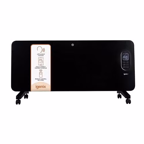 Igenix IG9520BLWIFI Smart Electric Panel Heater, 2000W, Black, with WiFi, App Control, Remote Control and 24hr Timer – 2