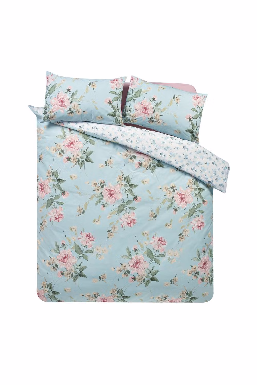 Catherine Lansfield Avebury Floral Reversible Duvet Cover and Pillowcase Set in Duck Egg Blue, W/D/H: 220 x 180 x 220 cm – 2