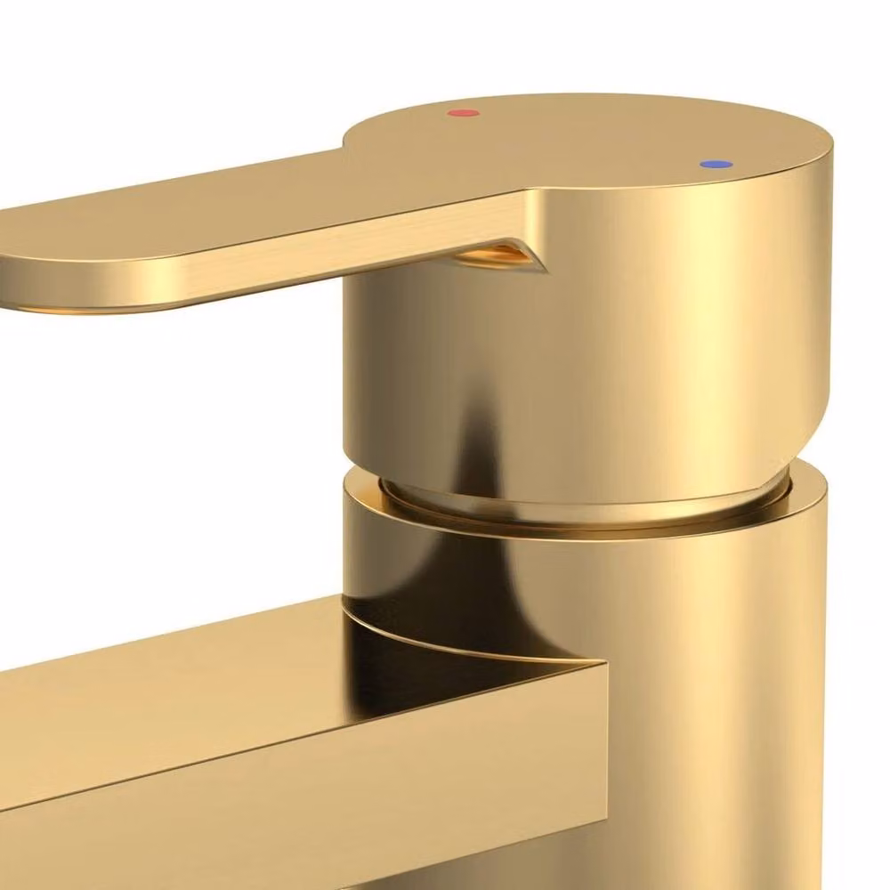 Nuie Arvan Brushed Brass Mono Basin Mixer Tap with Pop Up Waste in Gold – 2