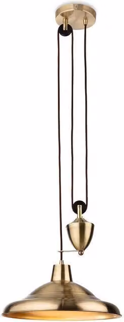 Netlighting Suffolk Rise and Fall Pendant Light in Antique Brass Gold
