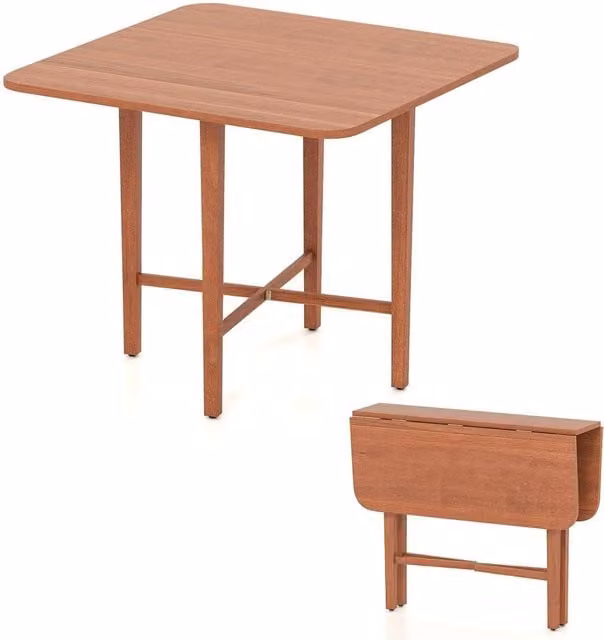 VOGREX Walnut Extendable Space Saving Console Dining Table in Brown, H 90.0 cm x W 74.5 cm