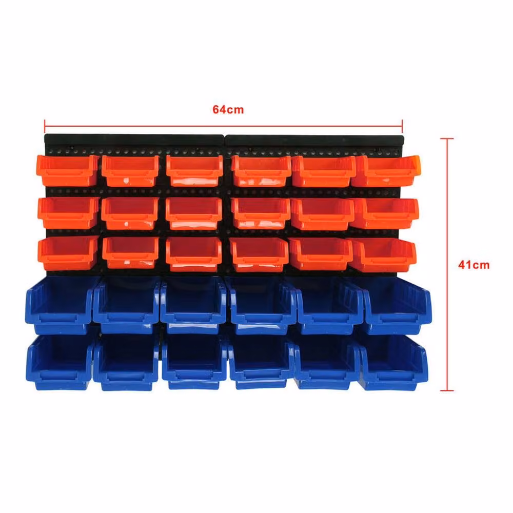 Dprodo 30-Bin Wall Mounted Parts Rack Storage, Multicolour, Width: 60 cm – 8