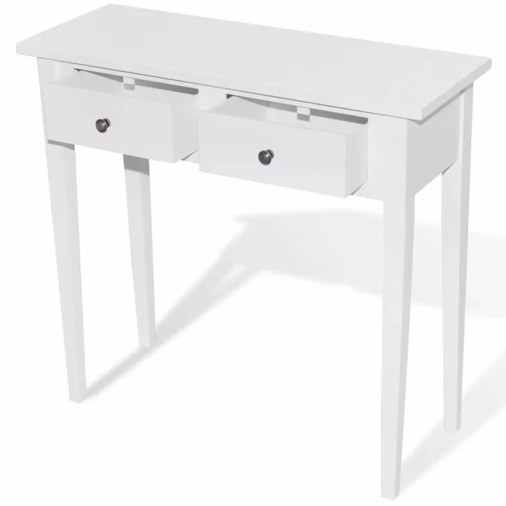 Berkfield Home Classic Lacquered White Dressing Console Table with Two Drawers – 2