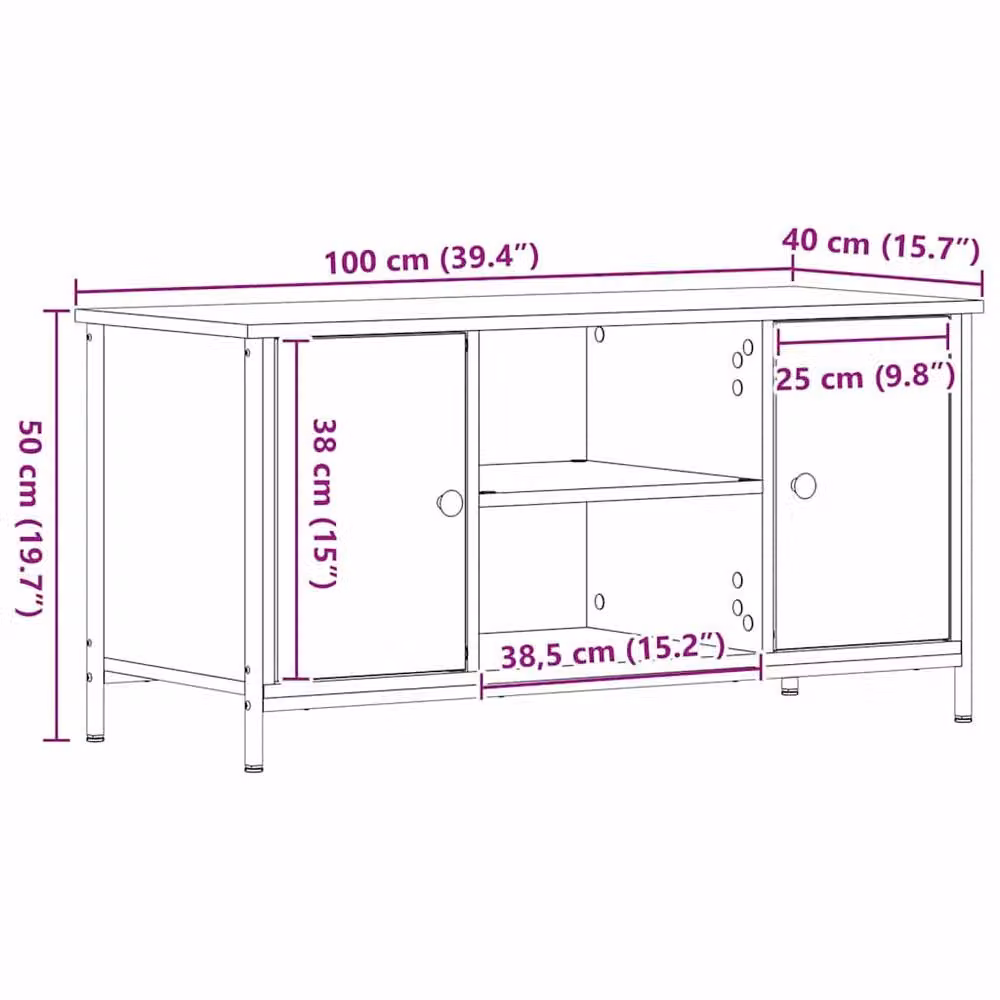 Berkfield Home Artisan Oak TV Cabinet in Brown, W/D/H: 100 x 40 x 50 cm – 5