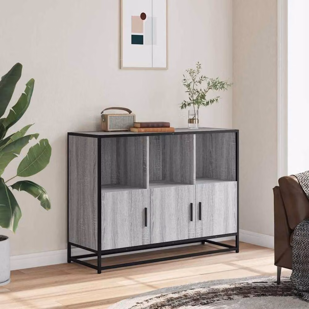 Berkfield Home Grey Sonoma Sideboard in Engineered Wood, W/D/H: 100 x 35 x 76 cm – 3