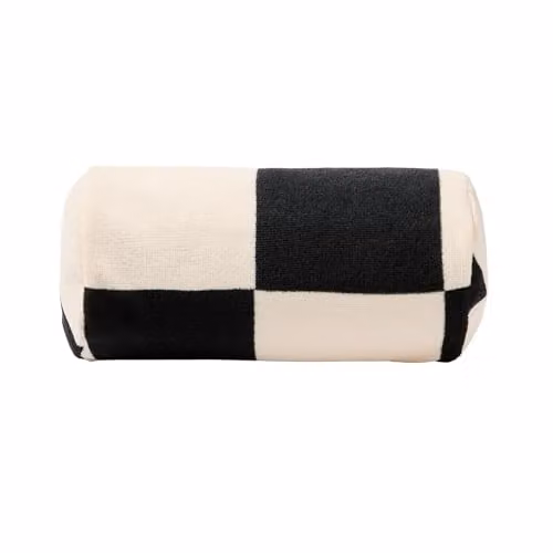 OHS Monochrome Checkerboard Inflatable Bolster Cushion with Microfibre Cover for Neck and Back Support in Black and White