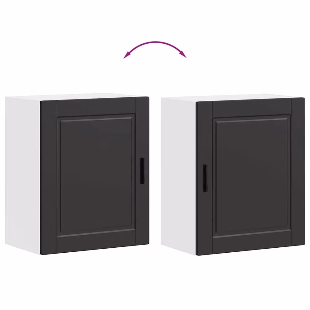 Berkfield Home Porto Black Wall Mounted Kitchen Cabinet in Matt Engineered Wood W/D/H: 60.0 x 25.0 x 31.0 cm – 3