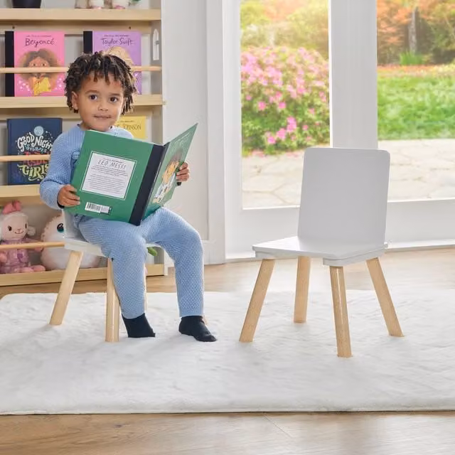 Liberty House Toys Kids Scandinavian Pine and White Wooden Chairs, Pack of 2