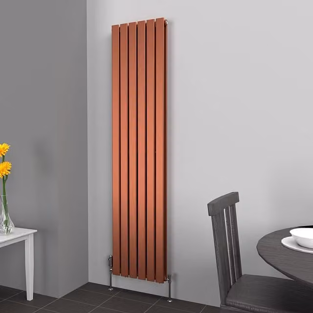 Lux Heat Flat Coloured Vertical Steel Radiator in Bronze, H 180 cm x W 42 cm
