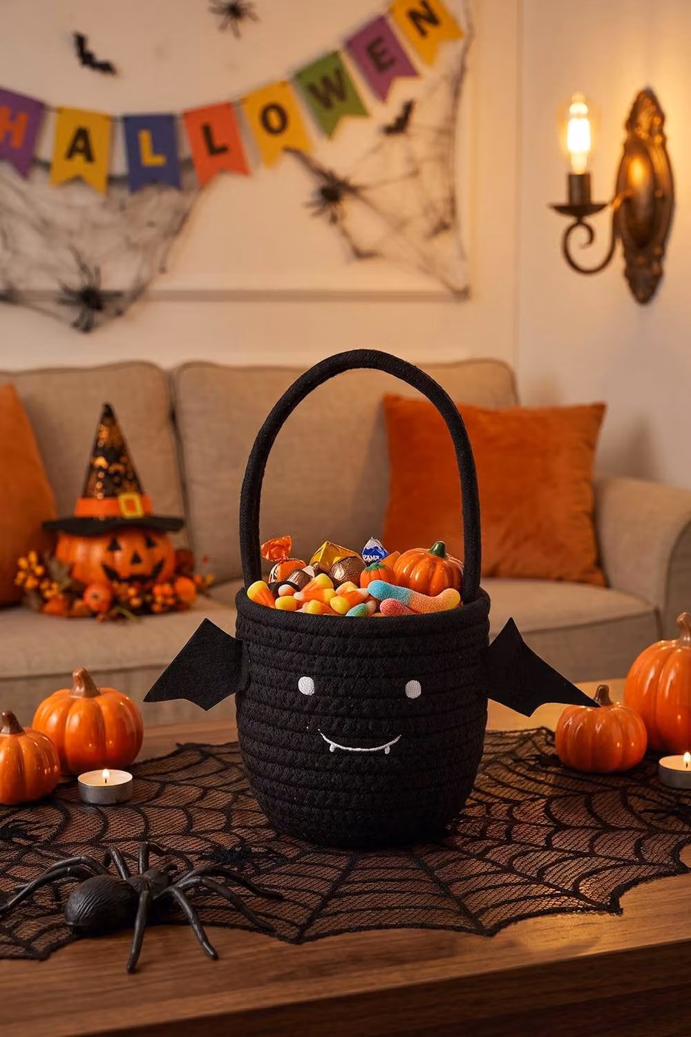 Living and Home Halloween Bat-Shaped Candy Basket in Black – 2