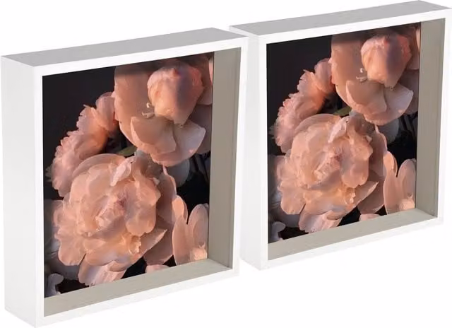 Nicola Spring Pack of 5 White 3D Deep Box Square Photo Frames, W/H: 25.4 x 25.4 cm – 1
