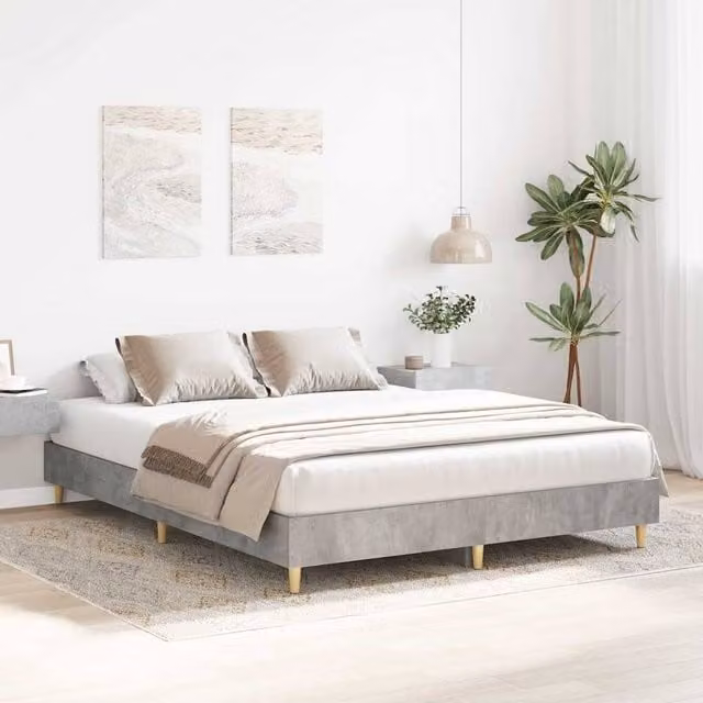 Berkfield Home Durable Bed Frame in Concrete Grey, W/D/H: 140 x 25 x 203 cm